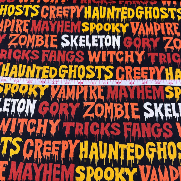 Creepy by Alexander Henry Cotton Fabric, 8739B Halloween Spooky Words
