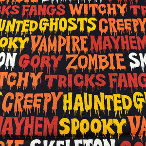 Creepy by Alexander Henry Cotton Fabric, 8739B Halloween Spooky Words