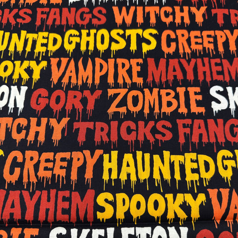 Creepy by Alexander Henry Cotton Fabric, 8739B Halloween Spooky Words