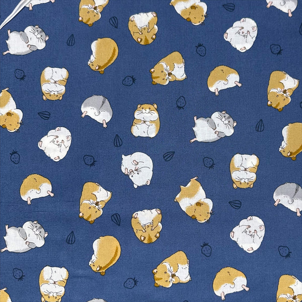 Cute Hamsters Cotton Fabric in Blue by Cosmo Textiles, AP55903H 2E