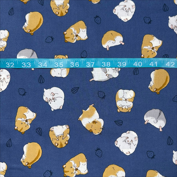 Cute Hamsters Cotton Fabric in Blue by Cosmo Textiles, AP55903H 2E