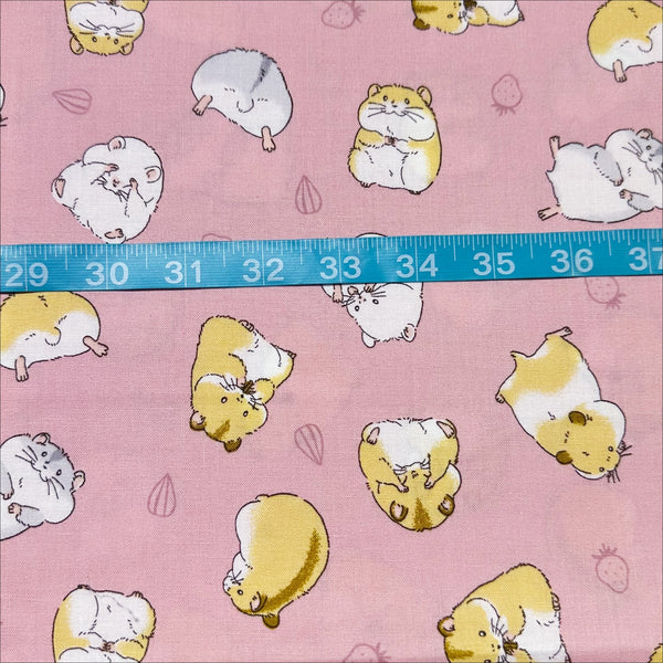 Cute Hamsters Cotton Fabric in Pink by Cosmo Textiles, AP55903H 2D