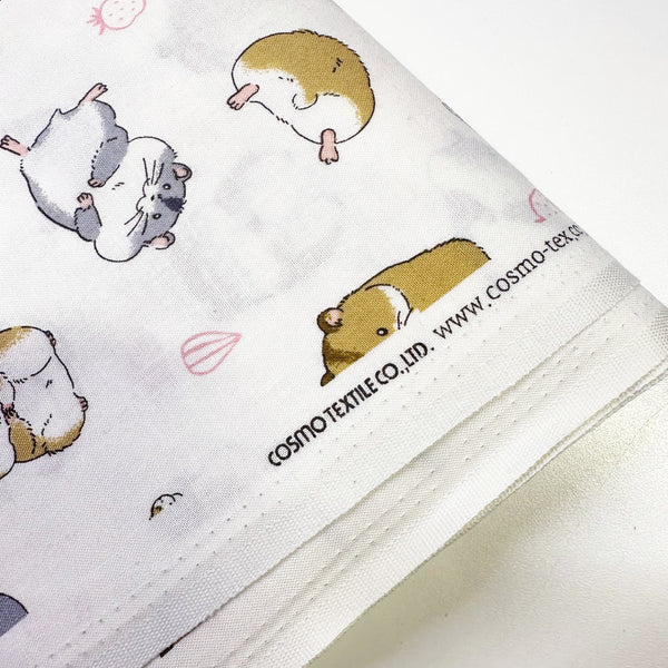Cute Hamsters Cotton Fabric in White by Cosmo Textiles, AP55903H 2A