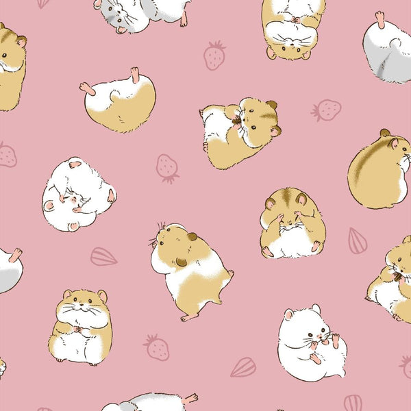 Cute Hamsters Cotton Fabric in White by Cosmo Textiles, AP55903H 2A