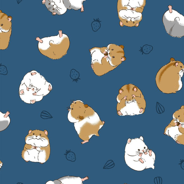Cute Hamsters Cotton Fabric in White by Cosmo Textiles, AP55903H 2E