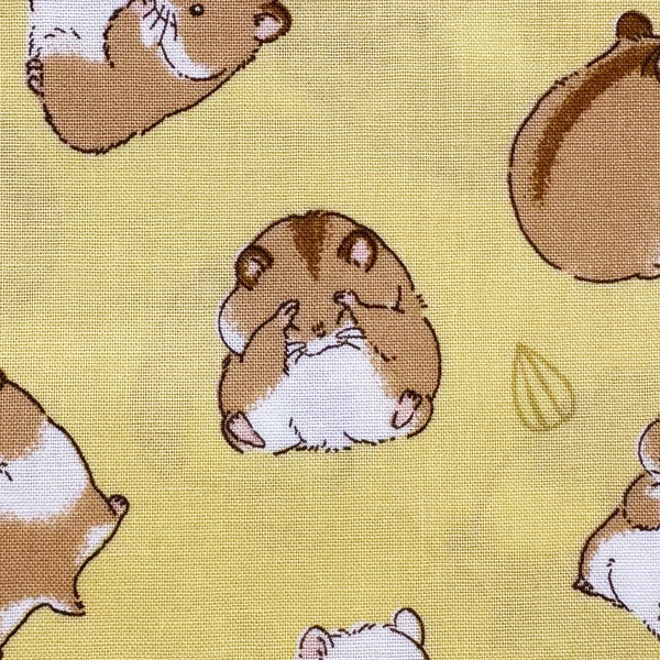 Cute Hamsters Cotton Fabric in Yellow by Cosmo Textiles, AP55903H 2C