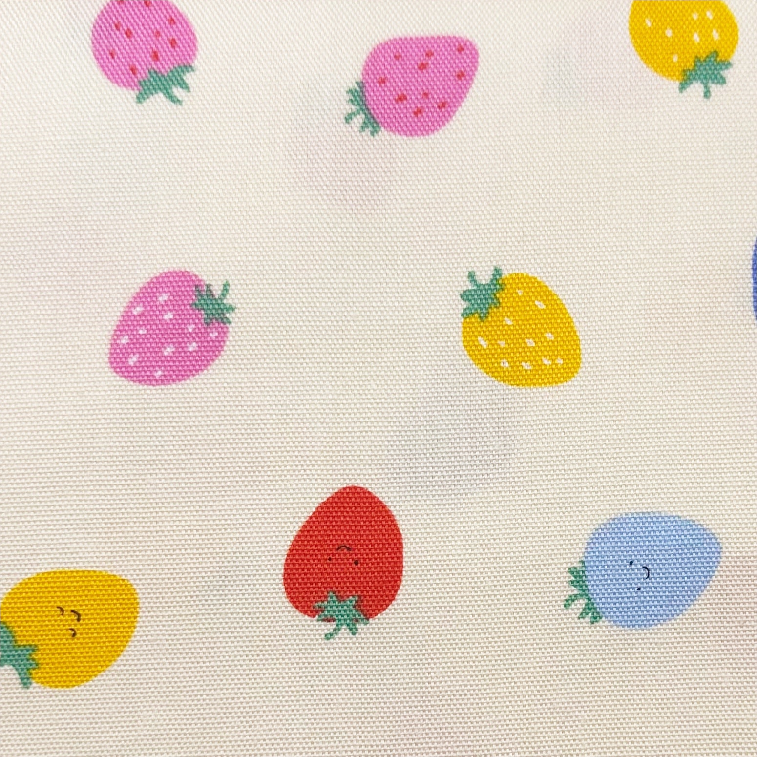 Cute Strawberries on Cream Cotton Oxford Fabric, Imported from Japan