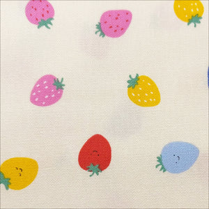 Cute Strawberries on Cream Cotton Oxford Fabric, Imported from Japan