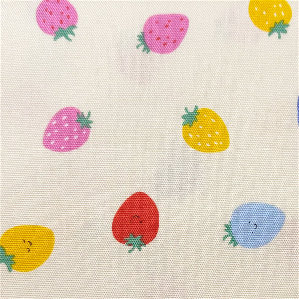 Cute Strawberries on Cream Cotton Oxford Fabric, Imported from Japan