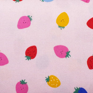 Cute Strawberries on Pink Cotton Oxford Fabric, Imported from Japan