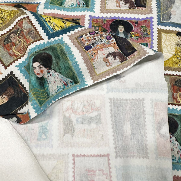 Faces of Klimt Cotton Jersey 4 Way Stretch Knit Fabric, Imported from the Netherlands 26938-02 Gustav Klimt