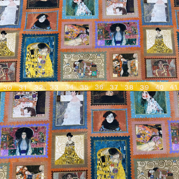 Faces of Klimt Cotton Jersey 4 Way Stretch Knit Fabric, Imported from the Netherlands 26938-11, Gustav Klimt