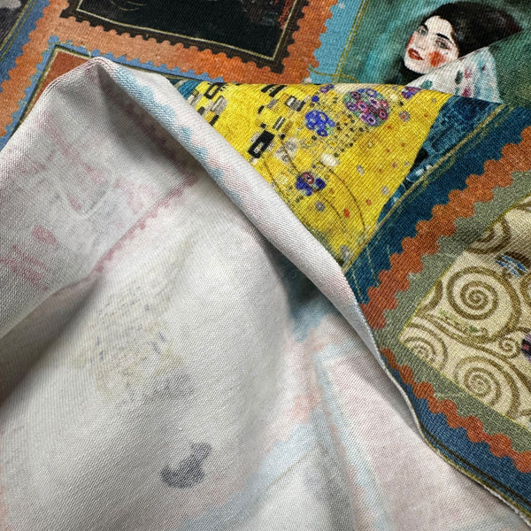 Faces of Klimt Cotton Jersey 4 Way Stretch Knit Fabric, Imported from the Netherlands 26938-11, Gustav Klimt