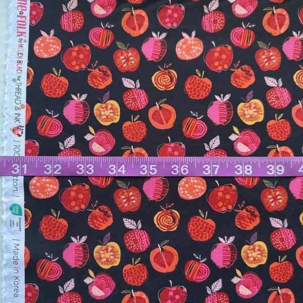 Scale of Fine Folk Apple Picking cotton fabric by Helen Black, style FOLK1117