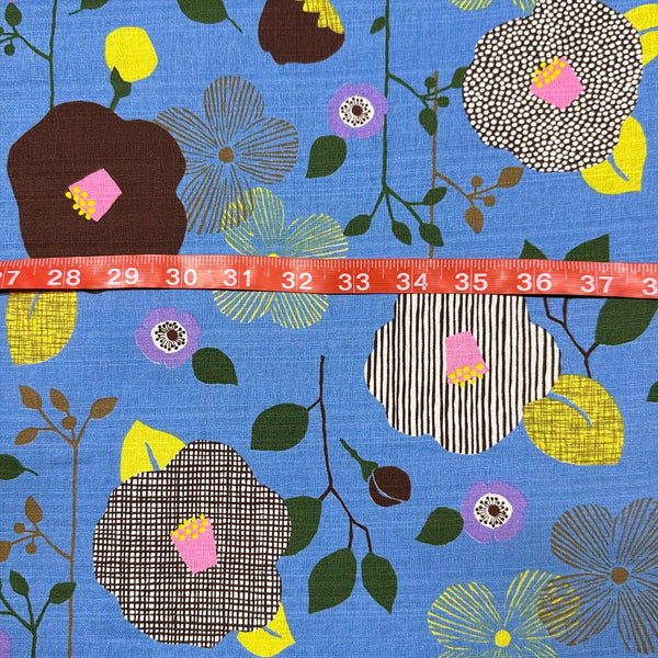 Flower Cotton DOBBY Fabric by Miori Collection, Imported from Japan, Caramel