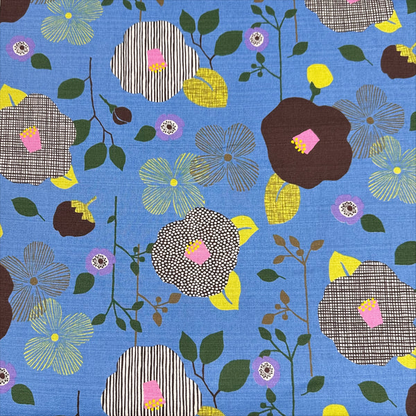 Flower Cotton DOBBY Fabric by Miori Collection, Imported from Japan, Caramel