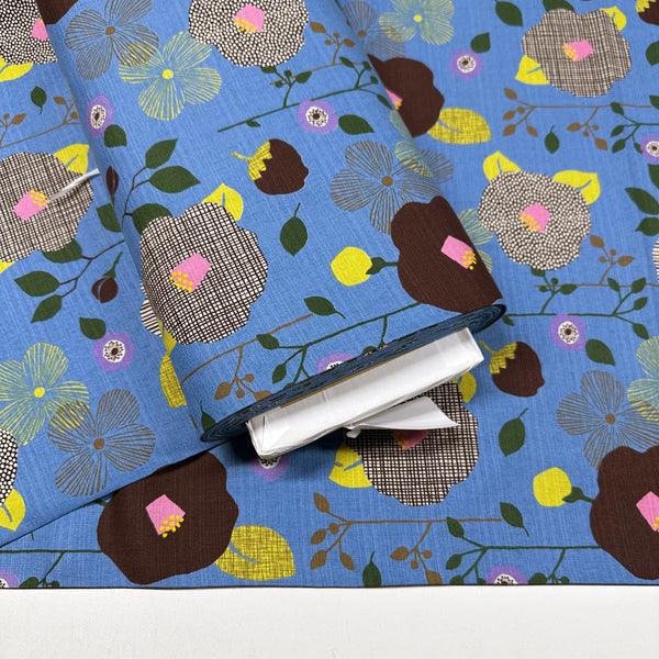 Flower Cotton DOBBY Fabric by Miori Collection, Imported from Japan, Caramel