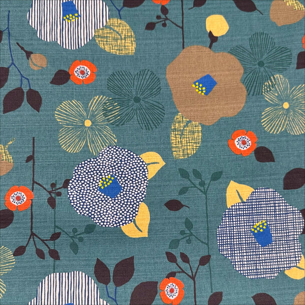 Flower Cotton DOBBY Fabric by Miori Collection, Imported from Japan, Green