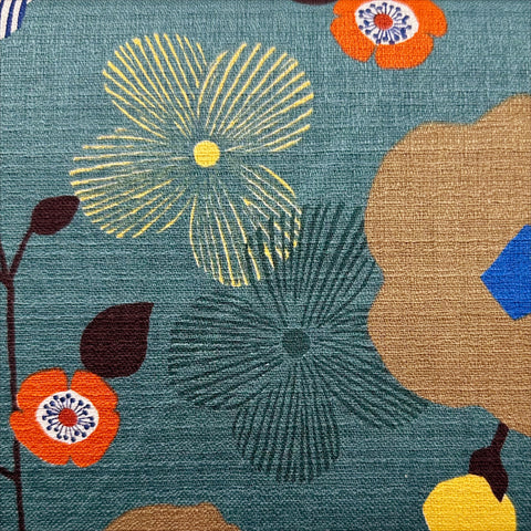 Flower Cotton DOBBY Fabric by Miori Collection, Imported from Japan, Green