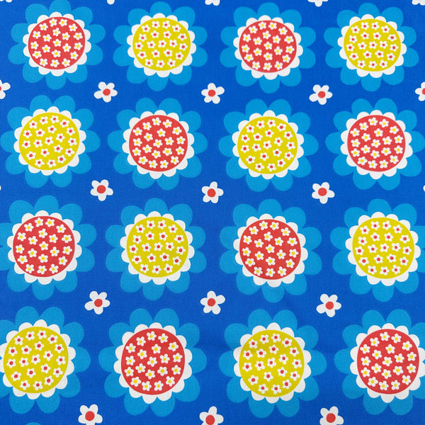 Flower Print Cotton Oxford Fabric by Koko Seki, Blue