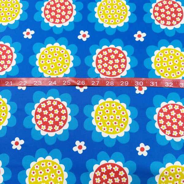 Flower Print Cotton Oxford Fabric by Koko Seki, Blue