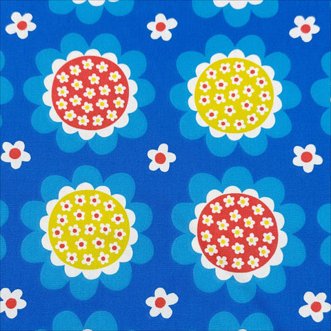 Flower Print Cotton Oxford Fabric by Koko Seki, Blue