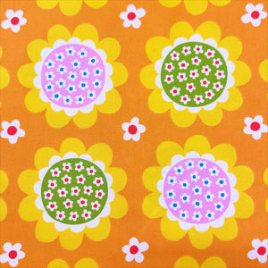 Flower Print Cotton Oxford Fabric by Koko Seki, Orange