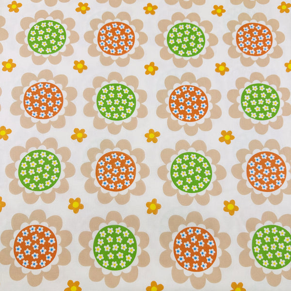 Flower Print Cotton Oxford Fabric by Koko Seki, Soft White
