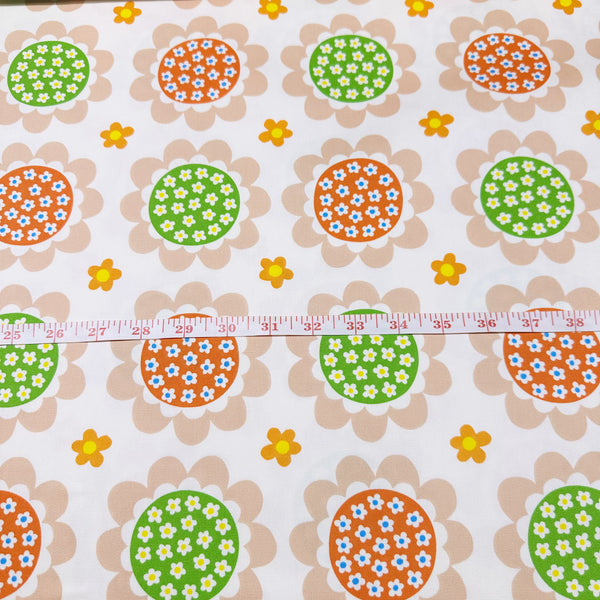 Flower Print Cotton Oxford Fabric by Koko Seki, Soft White