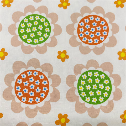 Flower Print Cotton Oxford Fabric by Koko Seki, Soft White