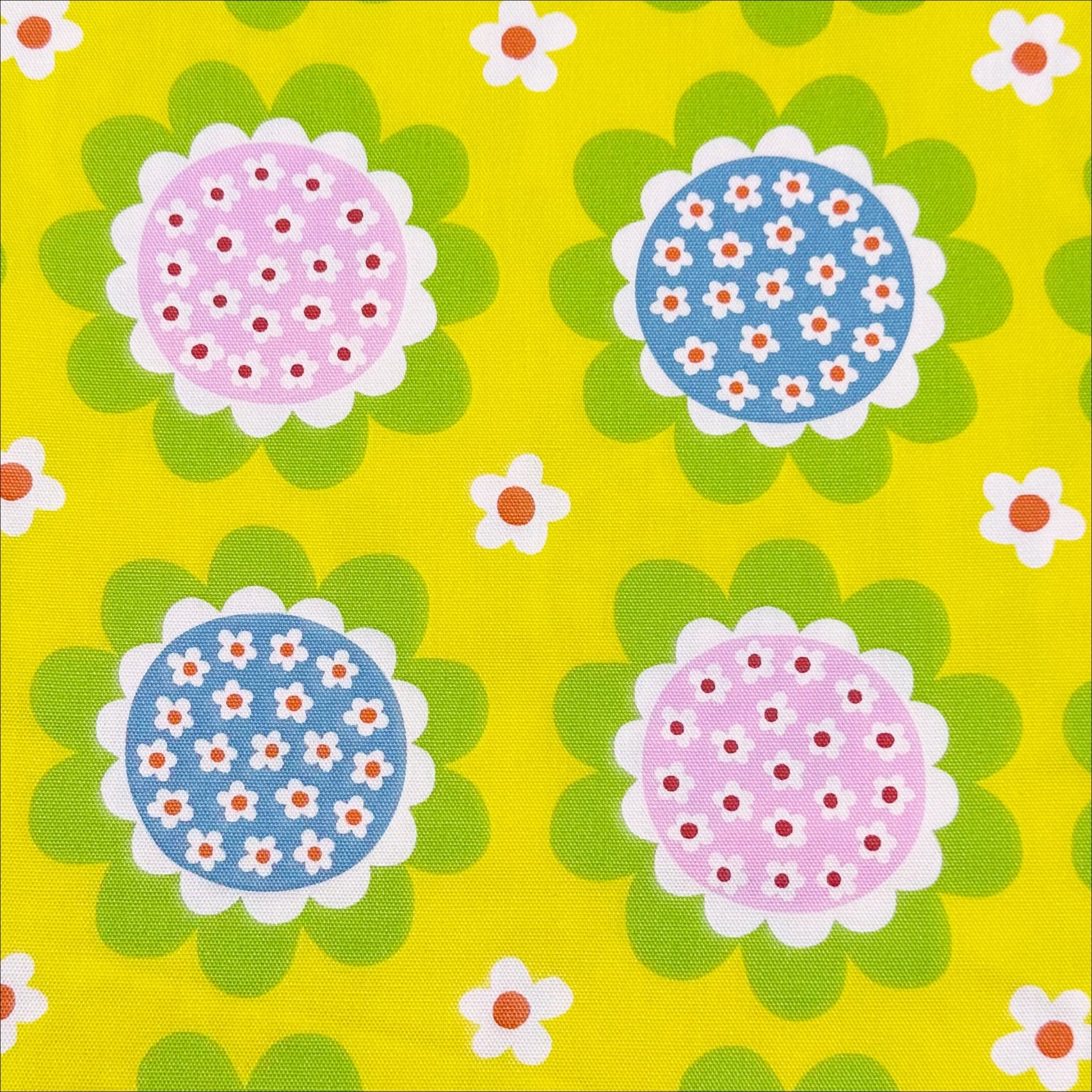 Flower Print Cotton Oxford Fabric by Koko Seki, Yellow