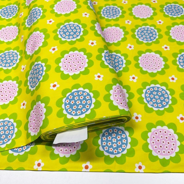 Flower Print Cotton Oxford Fabric by Koko Seki, Yellow
