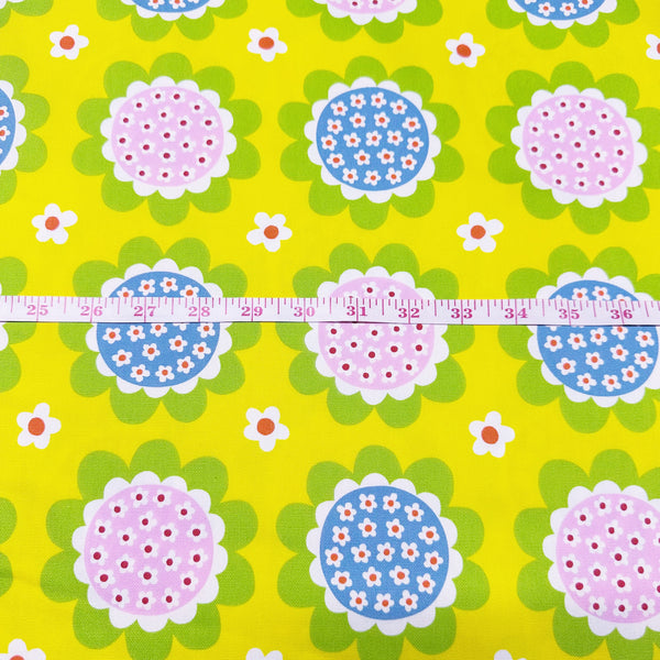Flower Print Cotton Oxford Fabric by Koko Seki, Yellow