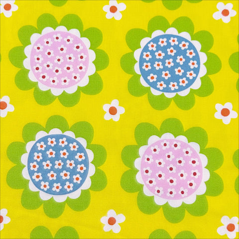 Flower Print Cotton Oxford Fabric by Koko Seki, Yellow