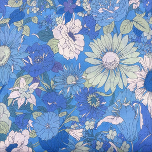 Flownny I Floral Cotton Lawn Fabric by Kokka, NFA-1000-5E Light Blue