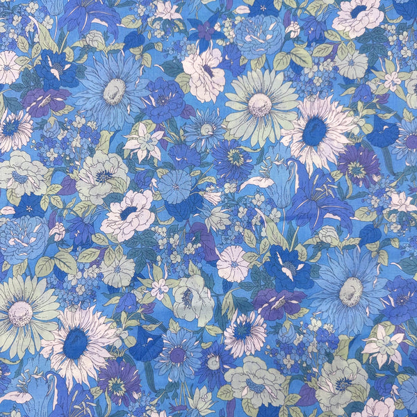 Flownny I Floral Cotton Lawn Fabric by Kokka, NFA-1000-5E Light Blue