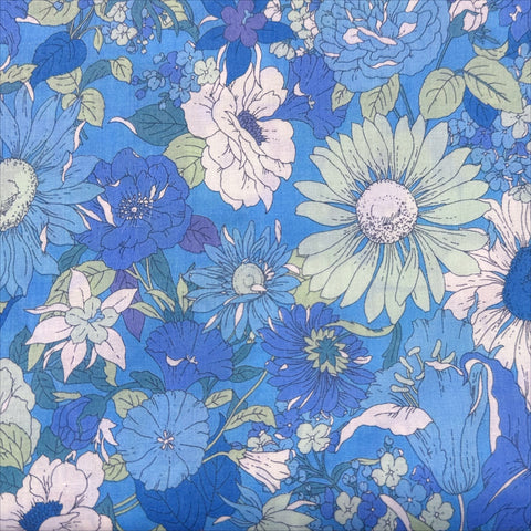 Flownny I Floral Cotton Lawn Fabric by Kokka, NFA-1000-5E Light Blue