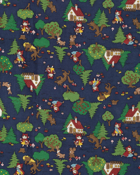 Funny Cats Little Red Riding Hood and the Wolf Cotton Sheeting, Kokka Fabrics YKA-36020-1 D
