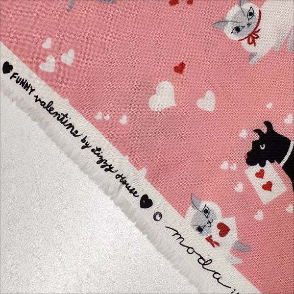 Funny Valentine Kitty in Ballerina By Lizzy House, 37140 20 Moda Fabric