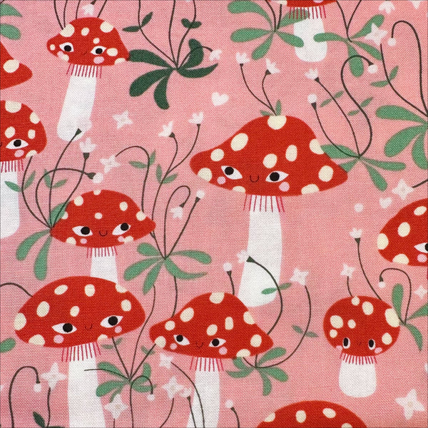 Funny Valentine Mushrooms in Ballerina By Lizzy House, 37141 19 Moda Fabric