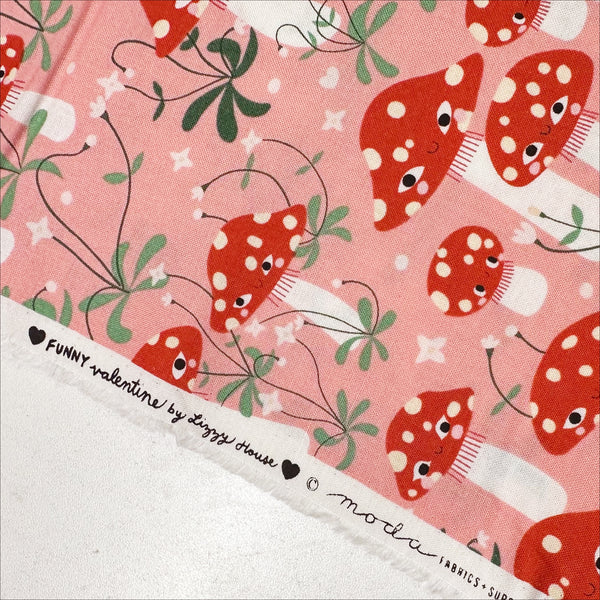 Funny Valentine Mushrooms in Ballerina By Lizzy House, 37141 19 Moda Fabric