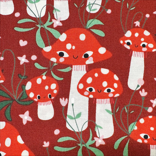 Funny Valentine Mushrooms in Rose By Lizzy House, 37141 17 Moda Fabric