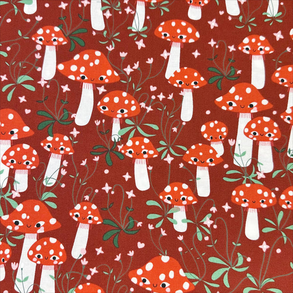 Funny Valentine Mushrooms in Rose By Lizzy House, 37141 17 Moda Fabric
