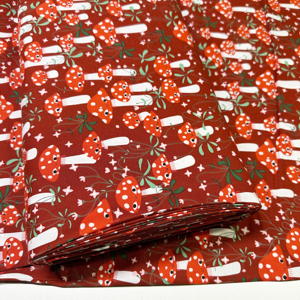 Funny Valentine Mushrooms in Rose By Lizzy House, 37141 17 Moda Fabric