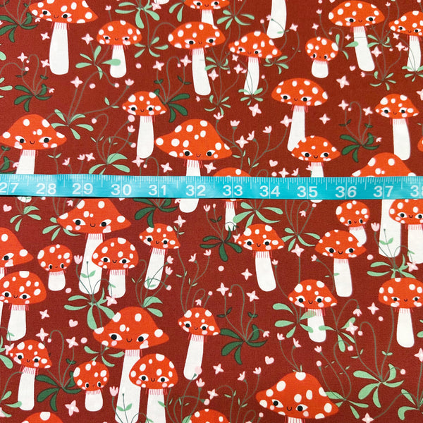 Funny Valentine Mushrooms in Rose By Lizzy House, 37141 17 Moda Fabric