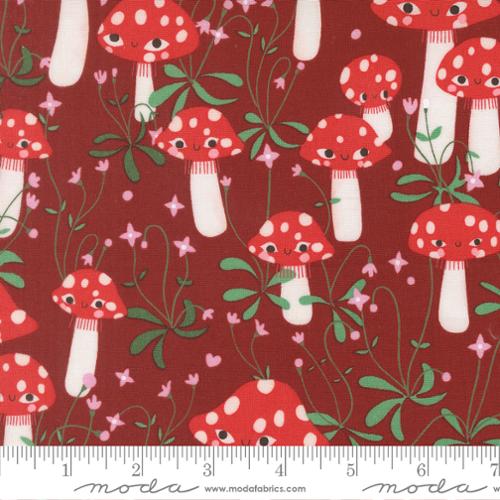 Funny Valentine Mushrooms in Rose By Lizzy House, 37141 17 Moda Fabric