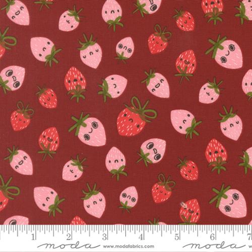 Funny Valentine Strawberries in Rose By Lizzy House, 37142 18 Moda Fabric