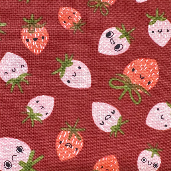 Funny Valentine Strawberries in Rose By Lizzy House, 37142 18 Moda Fabric