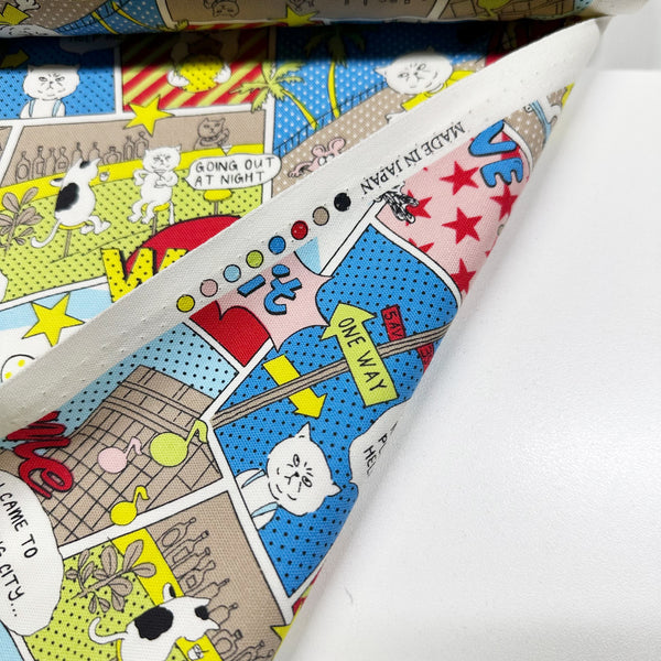 Grumpy Cat Comic Print Cotton Oxford Fabric in Bright, Made in Japan