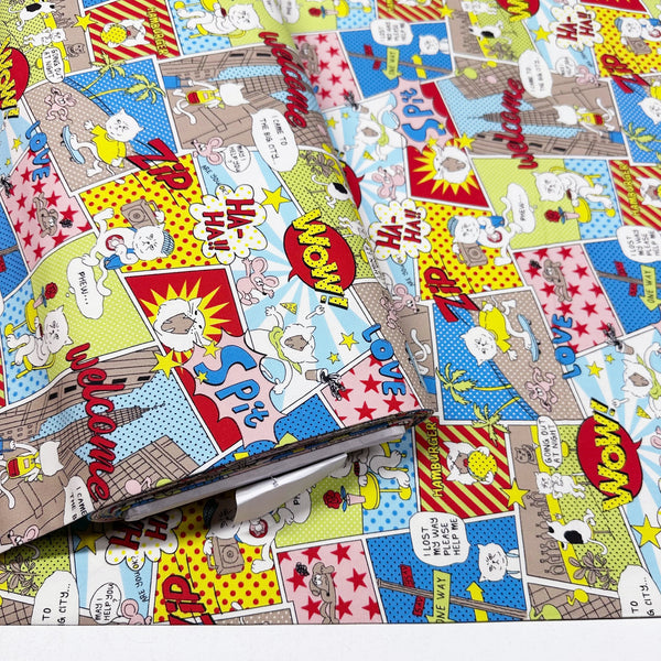 Grumpy Cat Comic Print Cotton Oxford Fabric in Bright, Made in Japan